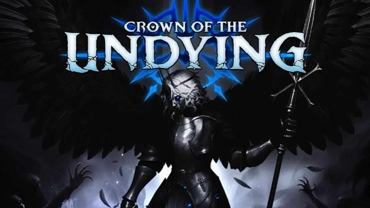 Isang madilim at gothic na eksena mula sa Crown of the Undying slot na nagpapakita ng mga undead warriors at mistikong runes.