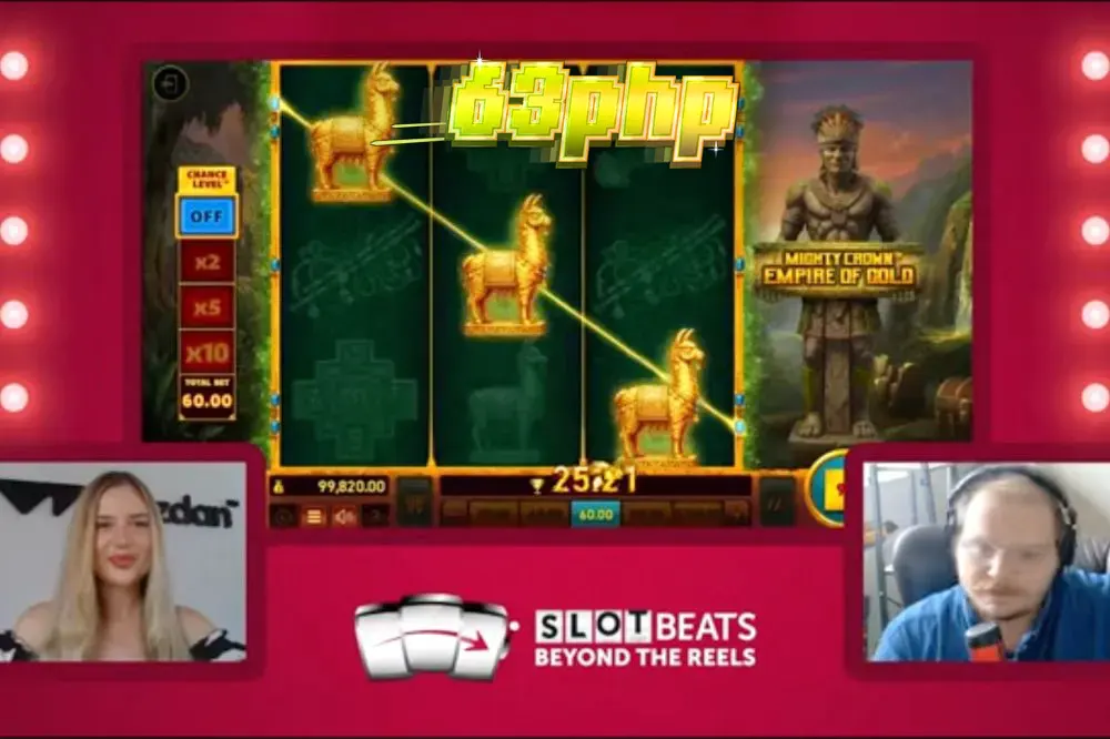 Isang visual na representasyon ng Mighty Crown: Empire of Gold slot game na nagpapakita ng klasikong tatlong-reel na disenyo.